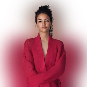 Old Navy oversized Red open front cardigan sweater size small cotton pockets